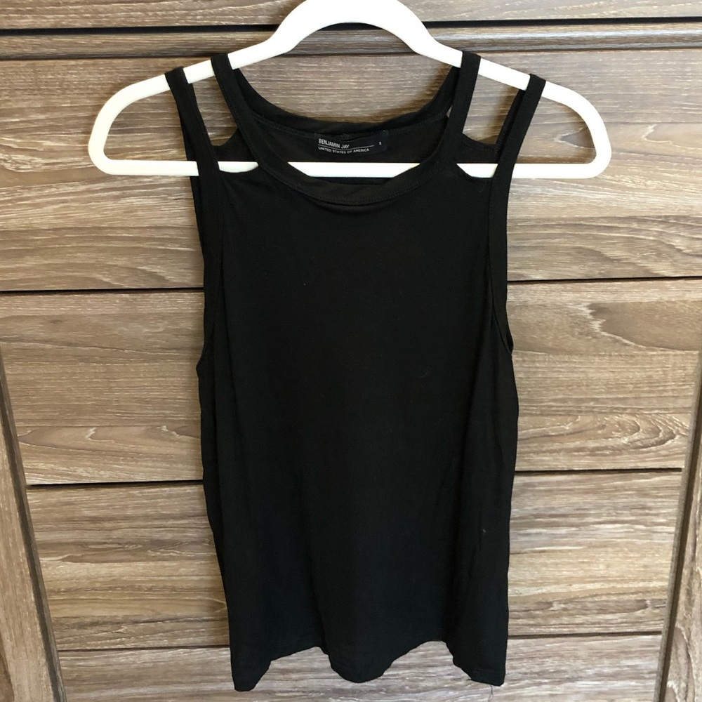 Black dressy tank top with cut out back